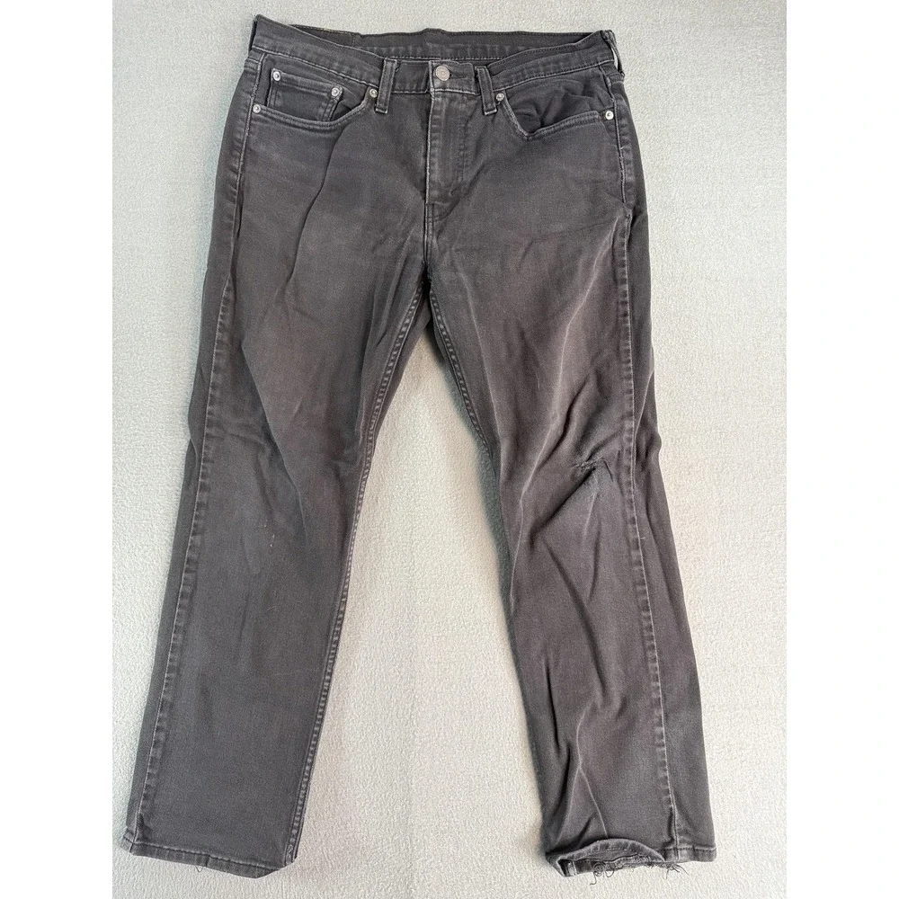 Levi's 514 Pants Mens 32x30 Charcoal Gray Wash Regular Straight Distressed Denim